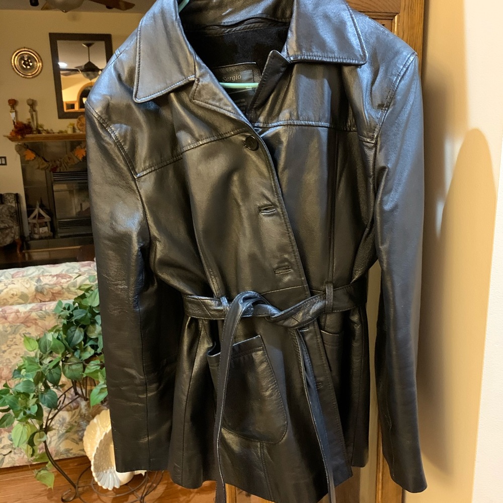 Black leather coat